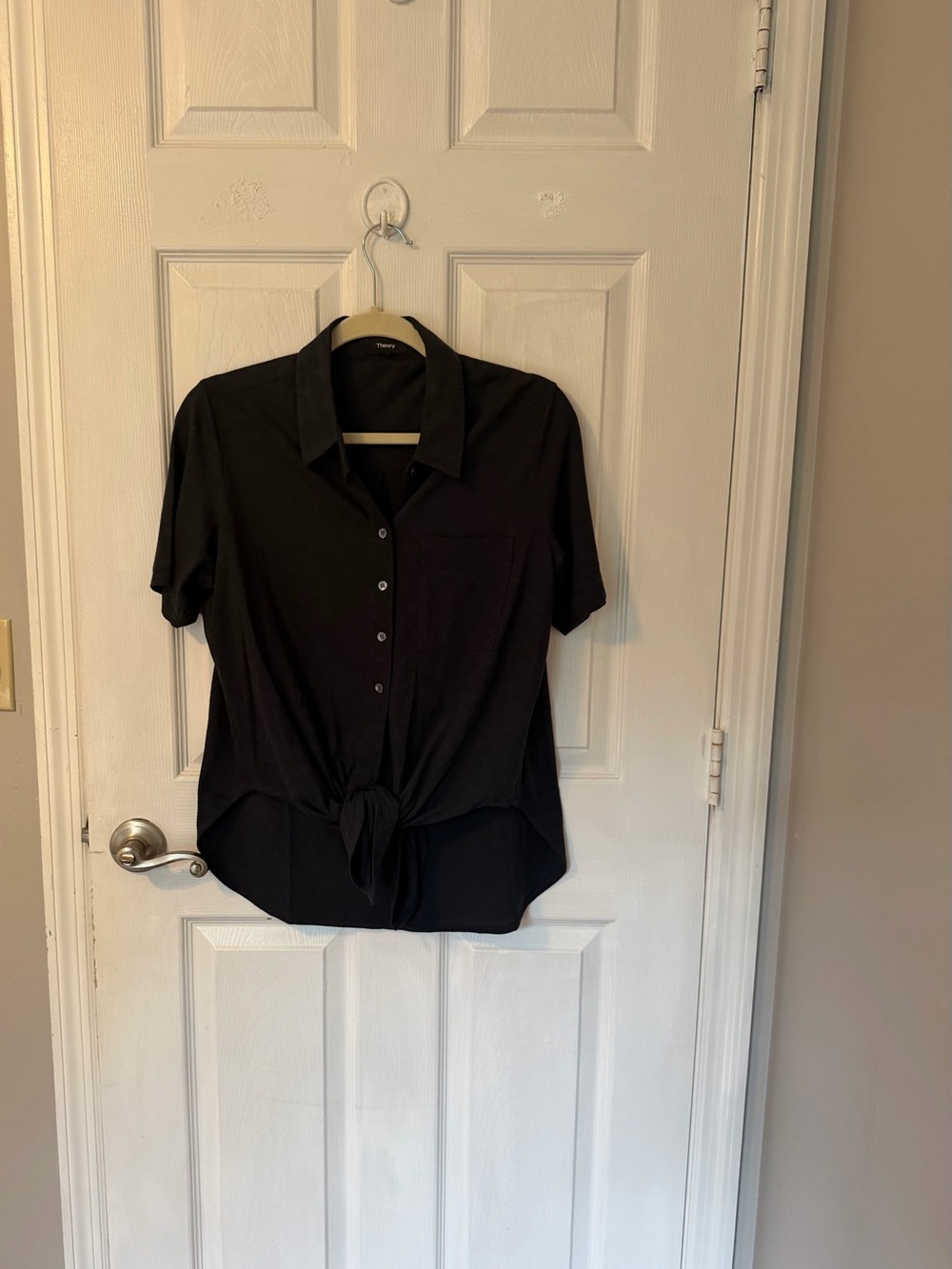 Theory Hekanina Sea Slub Navy Blouse